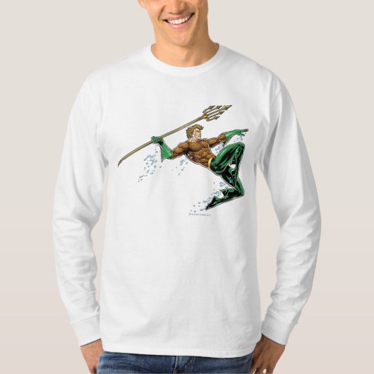 Aquaman Lunging mit Spear T-Shirt (Vorderseite)