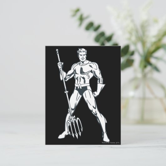 Aquaman mit Pitchfork BW Postkarte (Stehend Vorderseite)