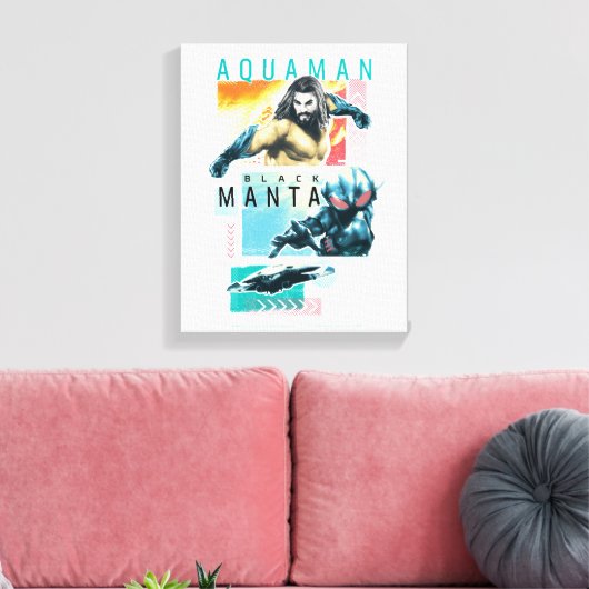 Aquaman | modernistisches Aquaman u. schwarze Leinwanddruck (Insitu (Wohnzimmer))