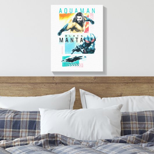 Aquaman | modernistisches Aquaman u. schwarze Leinwanddruck (Insitu (Schlafzimmer))