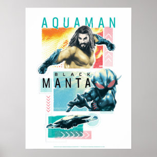 Aquaman   modernistisches Aquaman u. schwarze Poster
