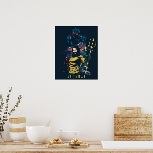 Aquaman | Orin, Mera und schwarze Manta-Grafik Poster (Küche)