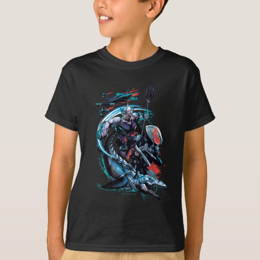 Aquaman | Orm, Schwarzer Manta, Tylosaur, & Schiff T-Shirt (Vorderseite)