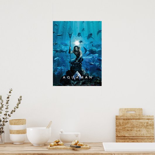 Aquaman | Prince Orin mit Wassertieren Poster (Küche)