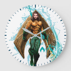 Aquaman   Prinz Orin With Aquaman Logo Große Wanduhr