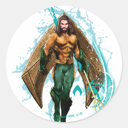 Aquaman | Prinz Orin With Aquaman Logo Runder Aufkleber (Vorderseite)