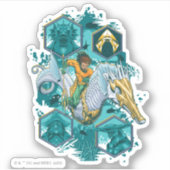 Aquaman Riding Seepferd über Kingdoms Aufkleber (Vorderseite)