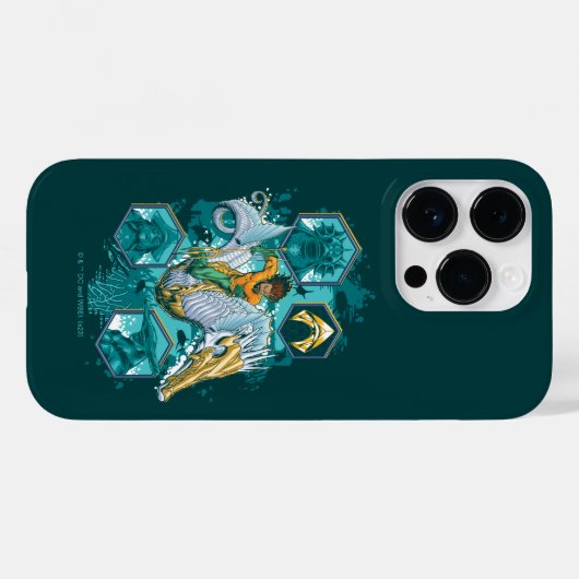 Aquaman Riding Seepferd über Kingdoms Case-Mate iPhone Hülle (Rückseite (Horizontal))