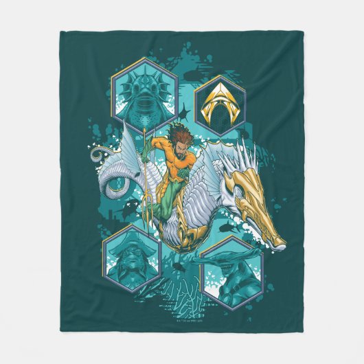 Aquaman Riding Seepferd über Kingdoms Fleecedecke (Vorderseite)