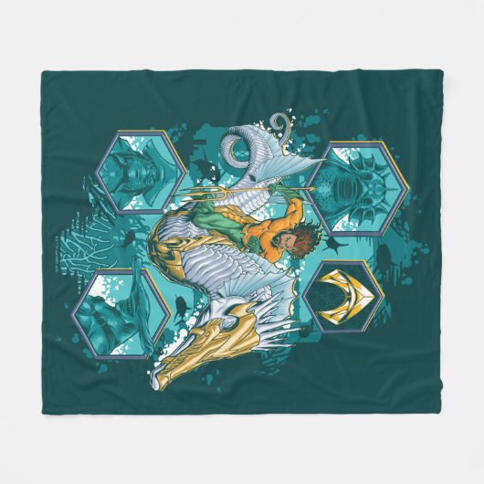 Aquaman Riding Seepferd über Kingdoms Fleecedecke (Vorderseite (Horizontal))