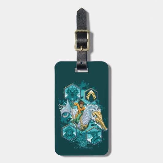 Aquaman Riding Seepferd über Kingdoms Gepäckanhänger (Vorderseite vertikal)