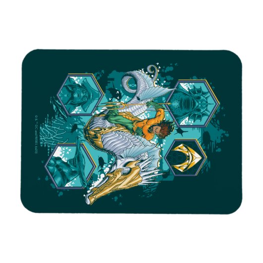 Aquaman Riding Seepferd über Kingdoms Magnet (Horizontal)