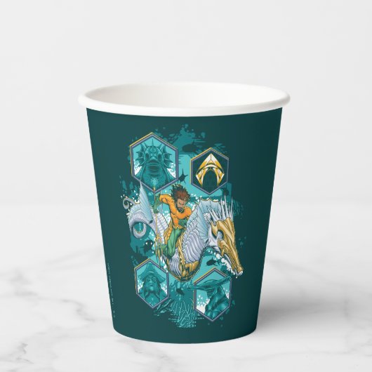 Aquaman Riding Seepferd über Kingdoms Pappbecher (Vorderseite)