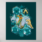 Aquaman Riding Seepferd über Kingdoms Poster (Vorne)