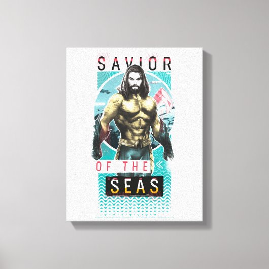 Aquaman "Savior | Of The Seas" Modernist Graphic Leinwanddruck (Vorderseite)