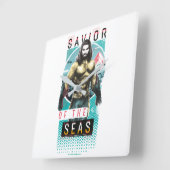 Aquaman "Savior | Of The Seas" Modernist Graphic Quadratische Wanduhr (Winkel)