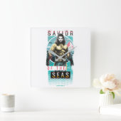 Aquaman "Savior | Of The Seas" Modernist Graphic Quadratische Wanduhr (Zuhause)