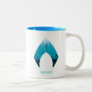 Aquaman   sehen durch Aquaman Logo-Ozean-Grafik Zweifarbige Tasse