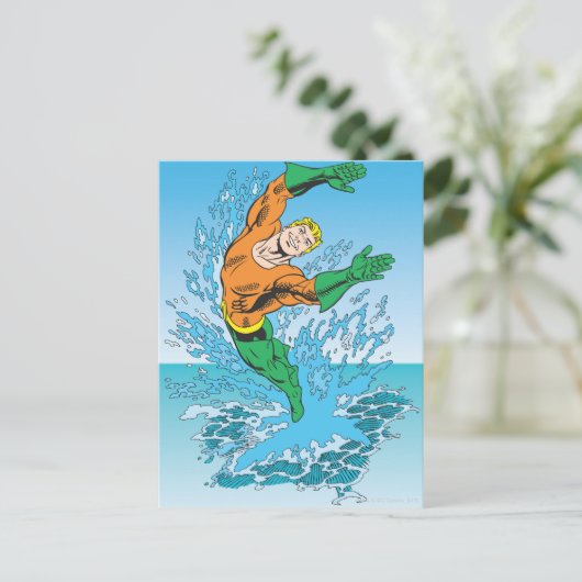 Aquaman springt aus dem Meer Postkarte (Stehend Vorderseite)