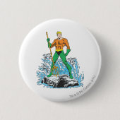 Aquaman steht mit Pitchfork Button (Vorderseite)