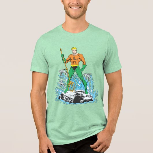 Aquaman steht mit Pitchfork Tri-Blend Shirt (Vorderseite)