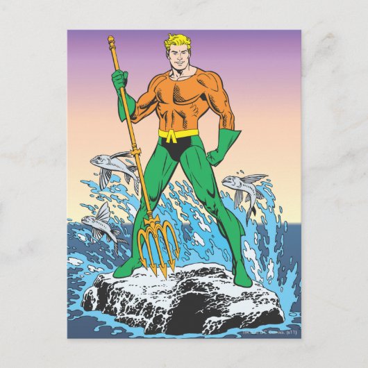 Aquaman steht mit Spear Postkarte (Vorderseite)