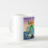 Aquaman steht mit Speer Kaffeetasse (Vorderseite Links)