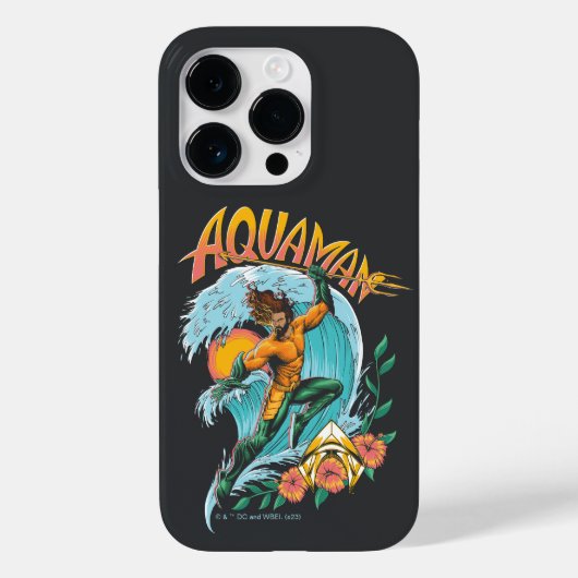 Aquaman und Trident Rising Surf Graphic Case-Mate iPhone Hülle (Rückseite)