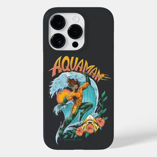 Aquaman und Trident Rising Surf Graphic Case-Mate iPhone Hülle (Rückseite)