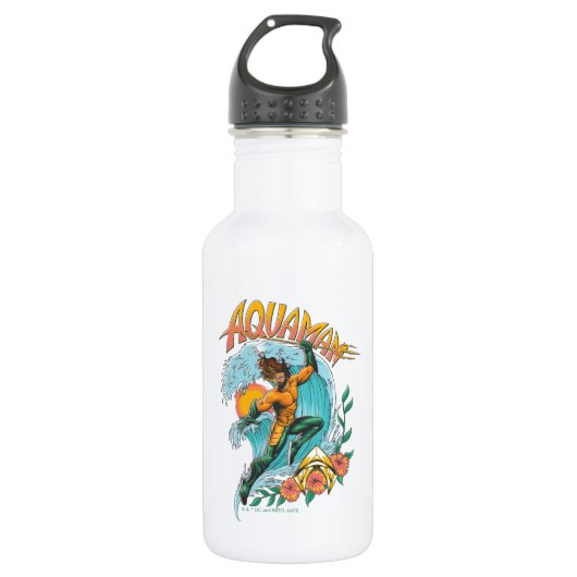 Aquaman und Trident Rising Surf Graphic Edelstahlflasche (Vorderseite)