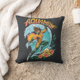 Aquaman und Trident Rising Surf Graphic Kissen