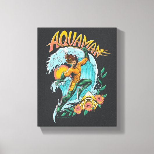 Aquaman und Trident Rising Surf Graphic Leinwanddruck (Vorderseite)