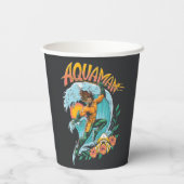 Aquaman und Trident Rising Surf Graphic Pappbecher (Rückseite)