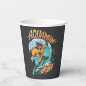 Aquaman und Trident Rising Surf Graphic Pappbecher (Vorderseite)
