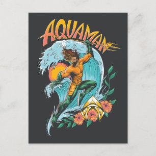 Aquaman und Trident Rising Surf Graphic Postkarte
