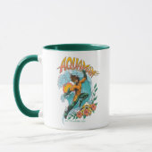 Aquaman und Trident Rising Surf Graphic Tasse (Links)