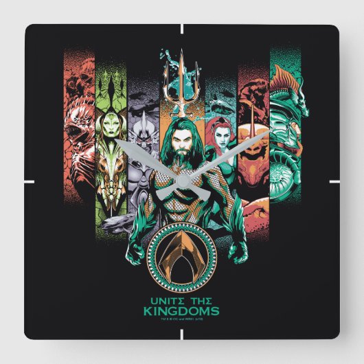Aquaman | "Unite the Kingdoms" Atlanteans Graphic Quadratische Wanduhr (Vorderseite)