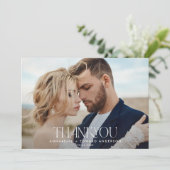 Aquamarin 1 Foto Hochzeit danke Ihnen moderne Typo (Stehend Vorderseite)