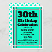 Aquamarin 30. Geburtstag Einladung (Vorne/Hinten)