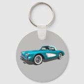 Aquamarin 59 Corvette anpassbarer Hintergrund Schlüsselanhänger (Vorderseite)