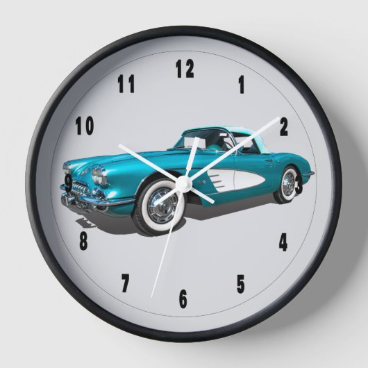Aquamarin 59 Corvette anpassbarer Hintergrund Uhr (Vorderseite)