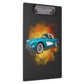 Aquamarin 59 Corvette Car Red Explosion Hintergrun Klemmbrett (Rechts)