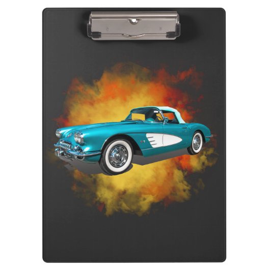 Aquamarin 59 Corvette Car Red Explosion Hintergrun Klemmbrett (Vorderseite)