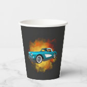 Aquamarin 59 Corvette Car Red Explosion Hintergrun Pappbecher (Vorderseite)