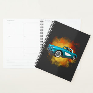 Aquamarin 59 Corvette Car Red Explosion Hintergrun Planer