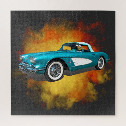 Aquamarin 59 Corvette Car Red Explosion Hintergrun Puzzle (Vertikal)