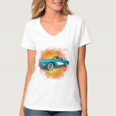 Aquamarin 59 Corvette Car Red Explosion Hintergrun T-Shirt (Vorderseite)