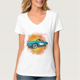 Aquamarin 59 Corvette Car Red Explosion Hintergrun T-Shirt