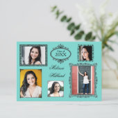 Aquamarin 5 Rahmen/Fotos - 3 x 5 Grad Bekanntgabe Einladung (Stehend Vorderseite)
