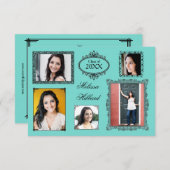 Aquamarin 5 Rahmen/Fotos - 3 x 5 Grad Bekanntgabe Einladung (Vorne/Hinten)